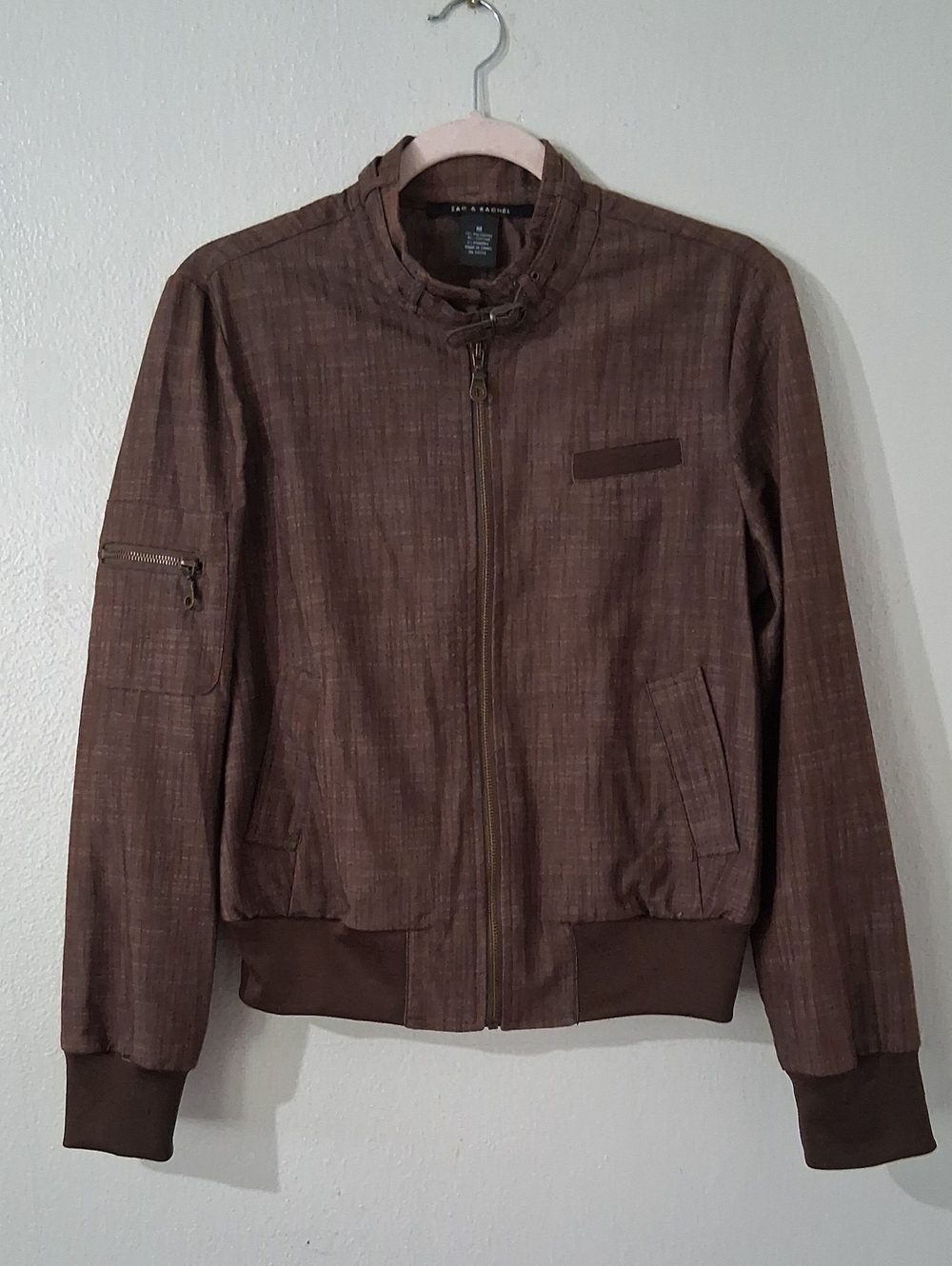 Brown Bomber Jacket - Lightweight Casual Zip-Up
